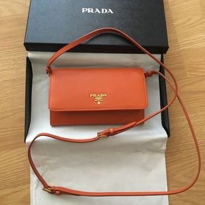 PRADA Saffiano Leather Wallet w/Strap 🍊Brand New
